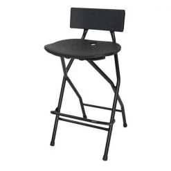 Atlas Commercial Products Folding Bar Stool with Backrest, Black