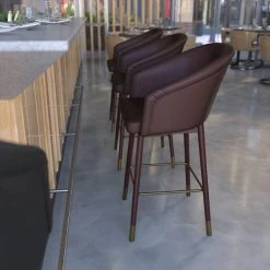 Flash Furniture 26" Brown LeatherSoft Barstool with Wood Legs, PK 2 -Kitchen & Dining Furniture Sales Store Belnick20LLC 2xxAYxx1928xx26xxBRxxGGxxLS2xx5e2808