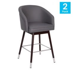 Flash Furniture 26" Gray LeatherSoft Barstool with Wood Legs, PK 2 -Kitchen & Dining Furniture Sales Store Belnick20LLC 2xxAYxx1928xx26xxGYxxGGxxMULTIxxadd45d