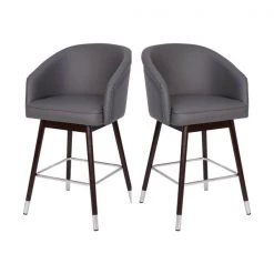 Flash Furniture 26" Gray LeatherSoft Barstool with Wood Legs, PK 2 -Kitchen & Dining Furniture Sales Store Belnick20LLC 2xxAYxx1928xx26xxGYxxGGxxc29a12