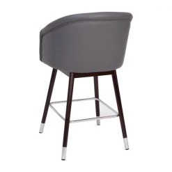 Flash Furniture 26" Gray LeatherSoft Barstool with Wood Legs, PK 2 -Kitchen & Dining Furniture Sales Store Belnick20LLC 2xxAYxx1928xx26xxGYxxGGxxinset2xx33677a