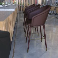 Flash Furniture 30" Brown LeatherSoft Barstool with Wood Legs, PK 2 -Kitchen & Dining Furniture Sales Store Belnick20LLC 2xxAYxx1928xx30xxBRxxGGxxLS2xx39e864