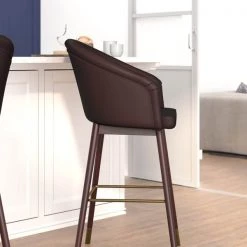 Flash Furniture 30" Brown LeatherSoft Barstool with Wood Legs, PK 2 -Kitchen & Dining Furniture Sales Store Belnick20LLC 2xxAYxx1928xx30xxBRxxGGxxLS3xx482498