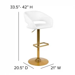 Flash Furniture White Vinyl Adjustable Height Barstool, PK2 -Kitchen & Dining Furniture Sales Store Belnick20LLC 2xxCHxx122070xxWHxxGxxGGxxDIMSxx14452d