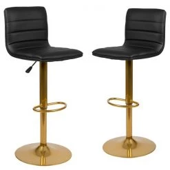 Flash Furniture Black Vinyl Adjustable Barstool with Gold Base, PK2 -Kitchen & Dining Furniture Sales Store Belnick20LLC 2xxCHxx92023xx1xxBKxxGxxGGxx6f7904