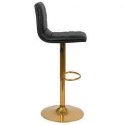 Flash Furniture Black Vinyl Adjustable Barstool with Gold Base, PK2 -Kitchen & Dining Furniture Sales Store Belnick20LLC 2xxCHxx92023xx1xxBKxxGxxGGxxinset2xxa36264