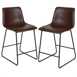 Flash Furniture 24" LeatherSoft Counter Height Barstools, Dark Brown, PK2 -Kitchen & Dining Furniture Sales Store Belnick20LLC 2xxETxxER18345xx24xxDBxxGGxx107550