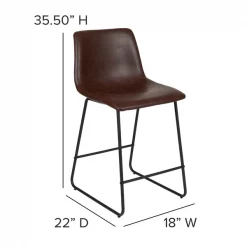 Flash Furniture 24" LeatherSoft Counter Height Barstools, Dark Brown, PK2 -Kitchen & Dining Furniture Sales Store Belnick20LLC 2xxETxxER18345xx24xxDBxxGGxxDIMSxx32c793