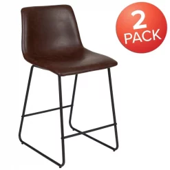 Flash Furniture 24" LeatherSoft Counter Height Barstools, Dark Brown, PK2 -Kitchen & Dining Furniture Sales Store Belnick20LLC 2xxETxxER18345xx24xxDBxxGGxxMULTIxxb645e8