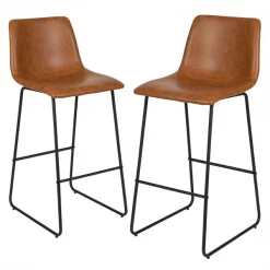 Flash Furniture 30" LeatherSoft Bar Height Barstools, Light Brown, PK2 -Kitchen & Dining Furniture Sales Store Belnick20LLC 2xxETxxER18345xx30xxLBxxGGxx458287