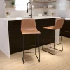 Flash Furniture 30" LeatherSoft Bar Height Barstools, Light Brown, PK2 -Kitchen & Dining Furniture Sales Store Belnick20LLC 2xxETxxER18345xx30xxLBxxGGxxLSxx840891