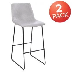 Flash Furniture 30 inch LeatherSoft Bar Height Barstools in Light Gray, Set of 2 -Kitchen & Dining Furniture Sales Store Belnick20LLC 2xxETxxER18345xx30xxLGxxGGxxMULTIxxbedff5