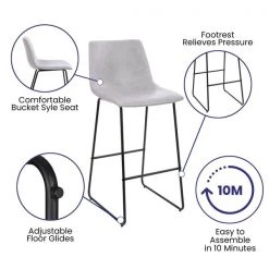 Flash Furniture 30 inch LeatherSoft Bar Height Barstools in Light Gray, Set of 2 -Kitchen & Dining Furniture Sales Store Belnick20LLC 2xxETxxER18345xx30xxLGxxGGxxinset4xx3cba09