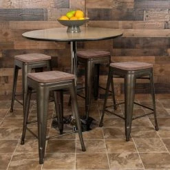 Flash Furniture 24" High Metal Indoor Counter Stool, Gray, PK4