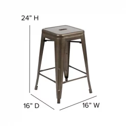 Flash Furniture Gray 24" High Metal Stool, PK4 -Kitchen & Dining Furniture Sales Store Belnick20LLC 4xxETxx31320xx24xxGNxxRxxGGxxDIMSxx681057