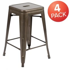 Flash Furniture Gray 24" High Metal Stool, PK4 -Kitchen & Dining Furniture Sales Store Belnick20LLC 4xxETxx31320xx24xxGNxxRxxGGxxMULTIxx604838