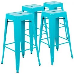 Flash Furniture 30" High Metal Indoor Stackable Bar Stool, Teal, PK4 -Kitchen & Dining Furniture Sales Store Belnick20LLC 4xxETxx31320xx30xxTLxxRxxGGxx7169c0