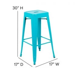 Flash Furniture 30" High Metal Indoor Stackable Bar Stool, Teal, PK4 -Kitchen & Dining Furniture Sales Store Belnick20LLC 4xxETxx31320xx30xxTLxxRxxGGxxDIMSxx309daf