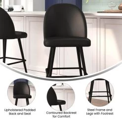 Flash Furniture 30" Black LeatherSoft Armless Barstool, PK 2 -Kitchen & Dining Furniture Sales Store Belnick20LLC AYxx1026Hxx30xxBKxxGGxxinset4xxa7cb54