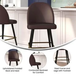 Flash Furniture 30" Brown LeatherSoft Armless Barstool, PK 2 -Kitchen & Dining Furniture Sales Store Belnick20LLC AYxx1026Hxx30xxBRxxGGxxinset4xxd09133