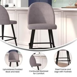 Flash Furniture 30" Gray Faux Linen Armless Barstool, PK 2 -Kitchen & Dining Furniture Sales Store Belnick20LLC AYxx1026Hxx30xxGYFABxxGGxxinset4xx922aca