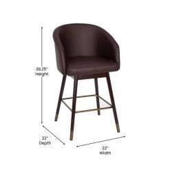 Flash Furniture 26" Brown LeatherSoft Counter Stool with Wood Legs -Kitchen & Dining Furniture Sales Store Belnick20LLC AYxx1928xx26xxBRxxGGxxDIMSxxa97034