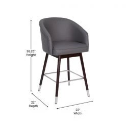 Flash Furniture 26" Gray LeatherSoft Counter Stool with Wood Legs -Kitchen & Dining Furniture Sales Store Belnick20LLC AYxx1928xx26xxGYxxGGxxDIMSxx9acafc