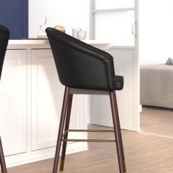 Flash Furniture 30" Black LeatherSoft Barstool with Wooden Legs -Kitchen & Dining Furniture Sales Store Belnick20LLC AYxx1928xx30xxBKxxGGxxLS3xx090a27