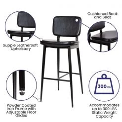 Flash Furniture Black LeatherSoft Barstools with Footrest 2PK -Kitchen & Dining Furniture Sales Store Belnick20LLC AYxxS01xxBKxxGGxxinset4xxb31017