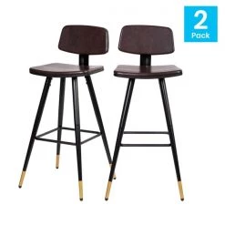 Flash Furniture Brown LeatherSoft Barstools with Gold Tips 2PK -Kitchen & Dining Furniture Sales Store Belnick20LLC AYxxS02xxBRxxGGxxMULTIxx18dc3d