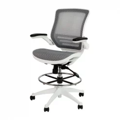 Flash Furniture Gray/White Mid-Back Drafting Chair - Flip-Up Arms -Kitchen & Dining Furniture Sales Store Belnick20LLC BLxxLBxx8801XxxDxxGRxxWHxxGGxx7d0024
