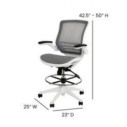 Flash Furniture Gray/White Mid-Back Drafting Chair - Flip-Up Arms -Kitchen & Dining Furniture Sales Store Belnick20LLC BLxxLBxx8801XxxDxxGRxxWHxxGGxxDIMSxxd676d2