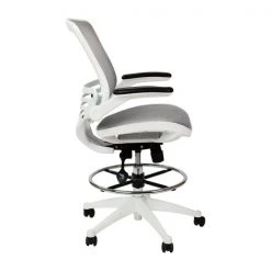 Flash Furniture Gray/White Mid-Back Drafting Chair - Flip-Up Arms -Kitchen & Dining Furniture Sales Store Belnick20LLC BLxxLBxx8801XxxDxxGRxxWHxxGGxxinset1xx13fcb6