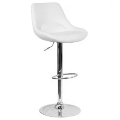 Flash Furniture Contemporary White Vinyl Adjustable Height Barstool with Chrome Base -Kitchen & Dining Furniture Sales Store Belnick20LLC CHxx182050X000xxWHxxVxxGGxx106211