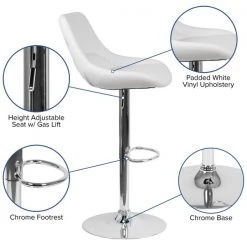 Flash Furniture Contemporary White Vinyl Adjustable Height Barstool with Chrome Base -Kitchen & Dining Furniture Sales Store Belnick20LLC CHxx182050X000xxWHxxVxxGGxxinset4xx70de34