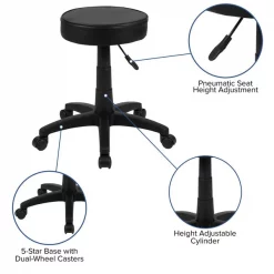 Flash Furniture Black Adjustable Doctors Stool on Wheels with Ergonomic Molded Seat -Kitchen & Dining Furniture Sales Store Belnick20LLC CHxx82042xx3X01xxGGxxinset4xx535cb3