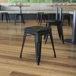 Flash Furniture 4 Pack 18 Inch Black Metal Stool