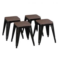 Flash Furniture 18" Black Metal Stool with Wood Seat, PK 4 -Kitchen & Dining Furniture Sales Store Belnick20LLC ETxxBT3503xx18xxBLKxxWDxxGGxx904ce9