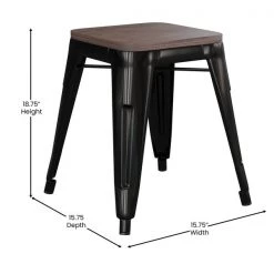 Flash Furniture 18" Black Metal Stool with Wood Seat, PK 4 -Kitchen & Dining Furniture Sales Store Belnick20LLC ETxxBT3503xx18xxBLKxxWDxxGGxxDIMSxx0278cd
