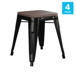 Flash Furniture 18" Black Metal Stool with Wood Seat, PK 4 -Kitchen & Dining Furniture Sales Store Belnick20LLC ETxxBT3503xx18xxBLKxxWDxxGGxxMULTIxxda36ad
