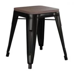 Flash Furniture 18" Black Metal Stool with Wood Seat, PK 4 -Kitchen & Dining Furniture Sales Store Belnick20LLC ETxxBT3503xx18xxBLKxxWDxxGGxxinset2xx084d09