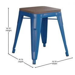 Flash Furniture 18" Royal Blue Metal Stool with Wood Seat, PK 4 -Kitchen & Dining Furniture Sales Store Belnick20LLC ETxxBT3503xx18xxBLxxWDxxGGxxDIMSxx65a553