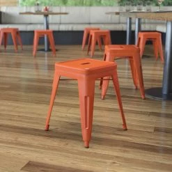 Flash Furniture 4 Pack 18 Inch Orange Metal Stool