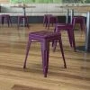 Flash Furniture 4 Pack 18 Inch Purple Metal Stool