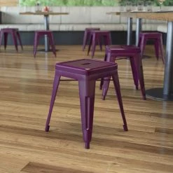 Flash Furniture 4 Pack 18 Inch Purple Metal Stool