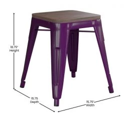 Flash Furniture 18" Purple Metal Stool with Wood Seat, PK 4 -Kitchen & Dining Furniture Sales Store Belnick20LLC ETxxBT3503xx18xxPRxxWDxxGGxxDIMSxx7c990f
