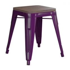 Flash Furniture 18" Purple Metal Stool with Wood Seat, PK 4 -Kitchen & Dining Furniture Sales Store Belnick20LLC ETxxBT3503xx18xxPRxxWDxxGGxxinset2xx72ba48