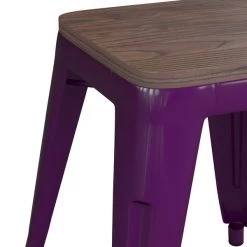 Flash Furniture 18" Purple Metal Stool with Wood Seat, PK 4 -Kitchen & Dining Furniture Sales Store Belnick20LLC ETxxBT3503xx18xxPRxxWDxxGGxxinset3xxe39219