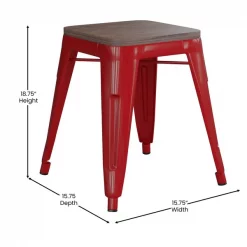 Flash Furniture 18" Red Metal Stool with Wood Seat, PK 4 -Kitchen & Dining Furniture Sales Store Belnick20LLC ETxxBT3503xx18xxREDxxWDxxGGxxDIMSxx0fc883