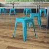 Flash Furniture 4 Pack 18 Inch Teal Metal Stool